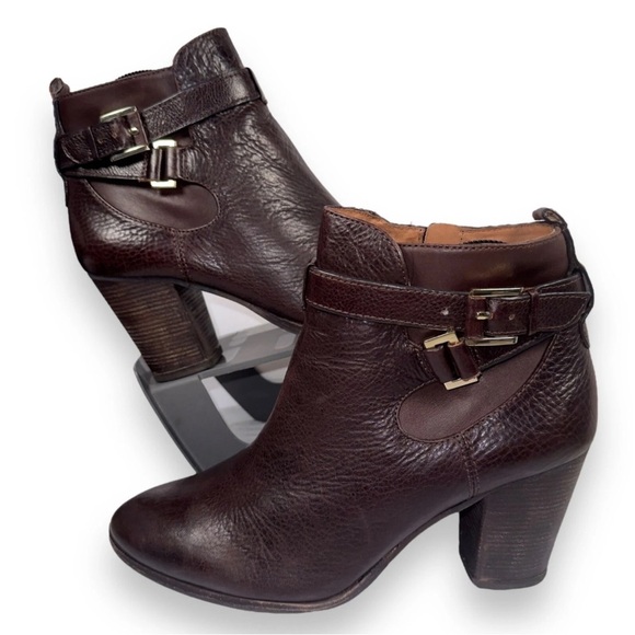 Louise Et Cie Lo- Vianne Buckle Ankle Booties Brown Leather Women's Size 6.5 - Picture 1 of 9